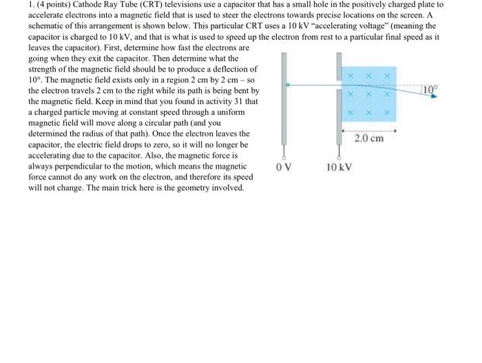 Solved 1. (4 points) Cathode Ray Tube (CRT) televisions use | Chegg.com