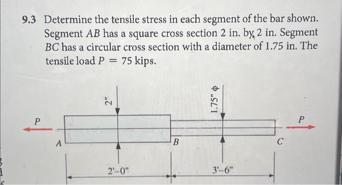 Solved 9.3 Determine the tensile stress in each segment of | Chegg.com