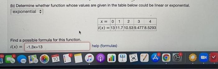 Solved (b) Determine whether function whose values are given | Chegg.com