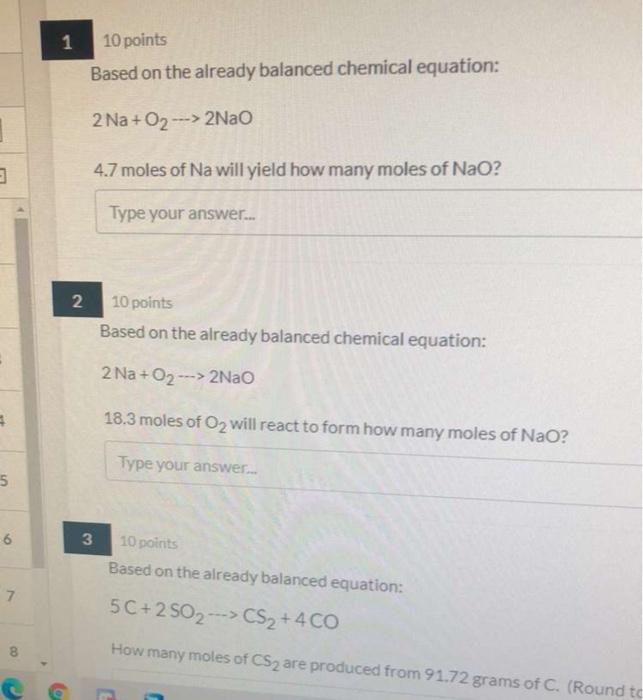 Solved 1 10 points Based on the already balanced chemical | Chegg.com