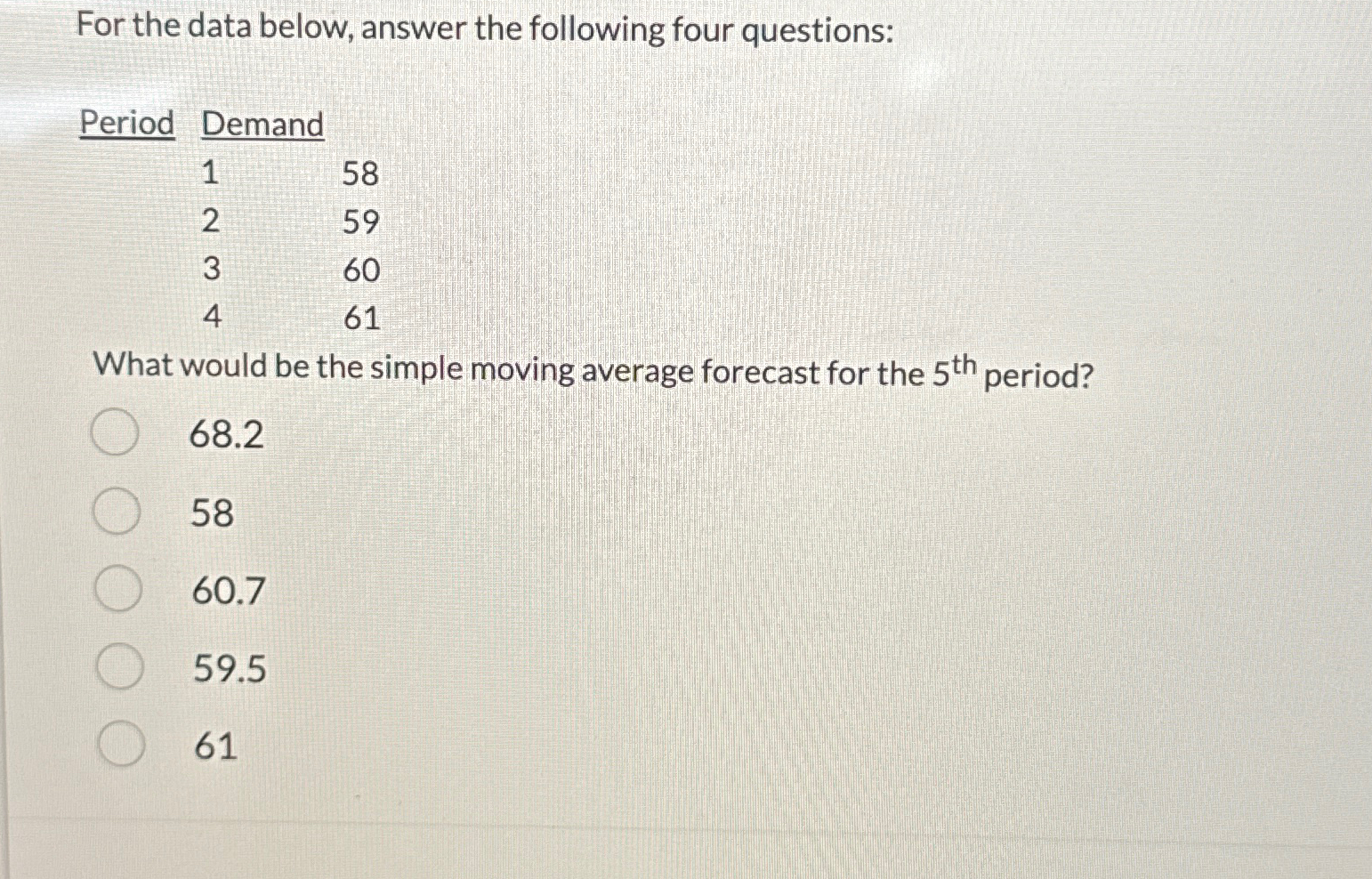 Solved For the data below, answer the following four | Chegg.com