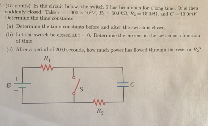 Solved In the circuit below, the switch S has been open for | Chegg.com