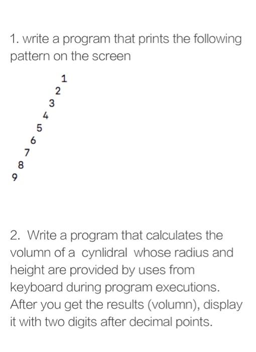Solved 1. write a program that prints the following pattern | Chegg.com
