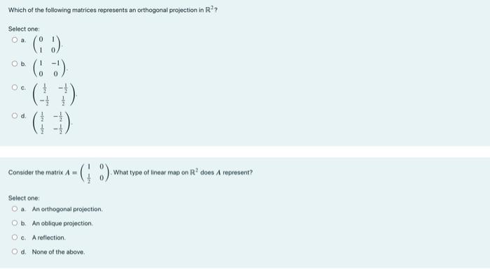 Solved Which of the following matrices represents an | Chegg.com