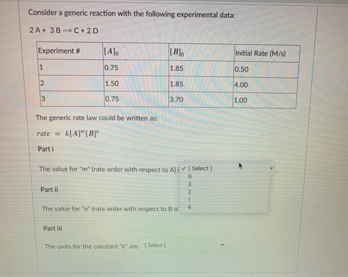 Solved Consider a generic reaction with the following | Chegg.com