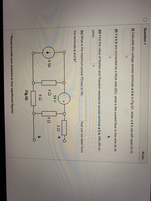 Solved Question 1 40 pts i) Calculate the voltage across | Chegg.com