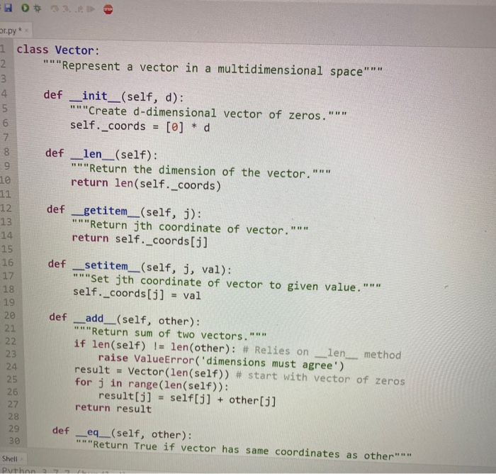 Solved 2.12 Implement the --mul.- method for the Vector | Chegg.com