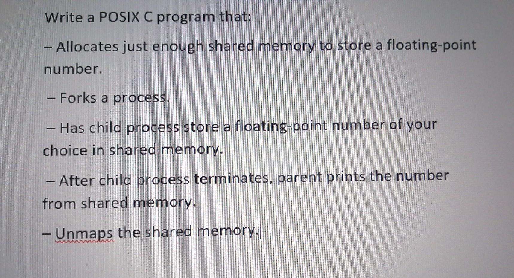 Solved Write a POSIX C program that: - Allocates just enough | Chegg.com