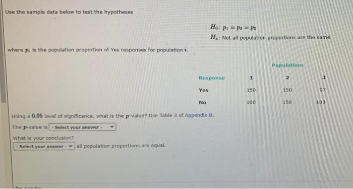 Solved Use the sample data below to test the hypotheses Ho: | Chegg.com