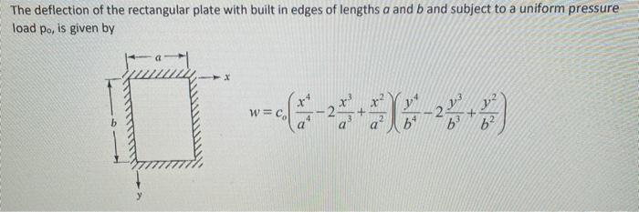 Solved The deflection of the rectangular plate with built in | Chegg.com