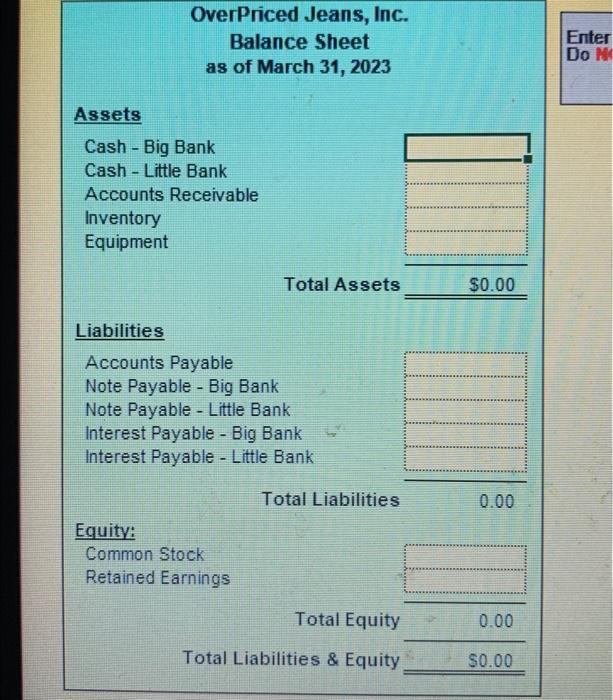 Solved OverPriced Jeans, Inc. - Transactions - Additional