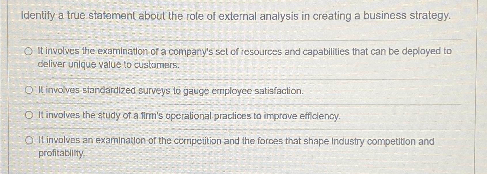Solved Identify a true statement about the role of external | Chegg.com