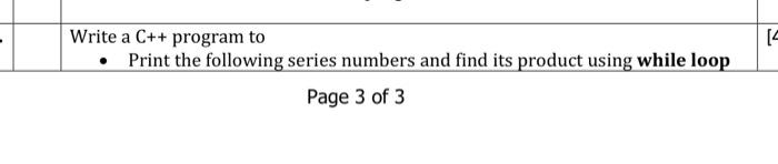Solved Write a C++ program to • Print the following series | Chegg.com