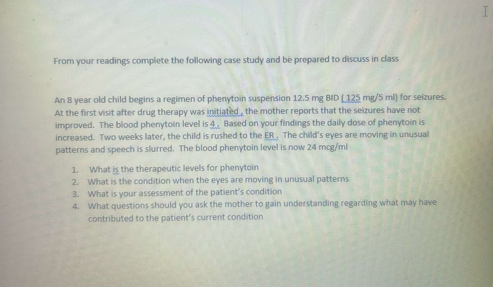 Solved From Your Readings Complete The Following Case Study | Chegg.com