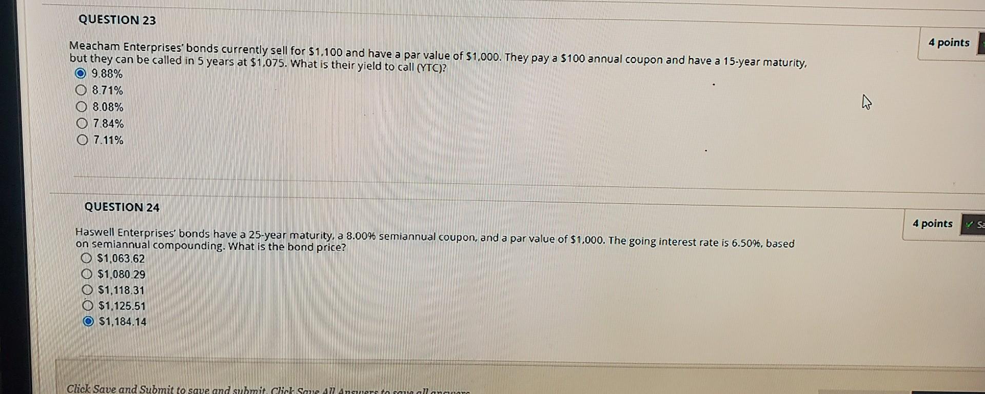 Solved QUESTION 23 Meacham Enterprises bonds currently sell
