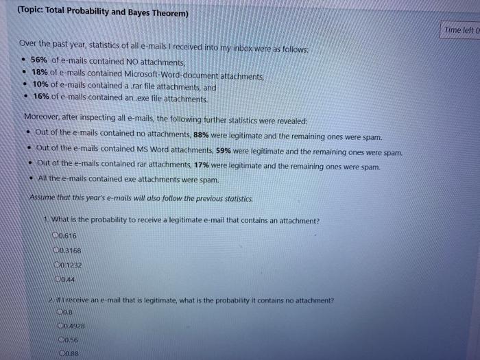 Solved (Topic: Total Probability and Bayes Theorem) Over the | Chegg.com