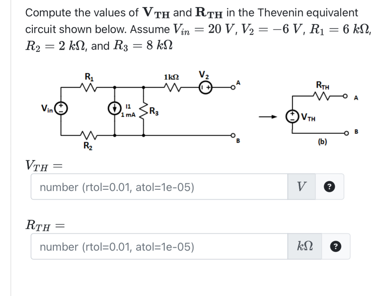 Solved Compute The Values Of VTH ﻿and RTH ﻿in The Thevenin | Chegg.com