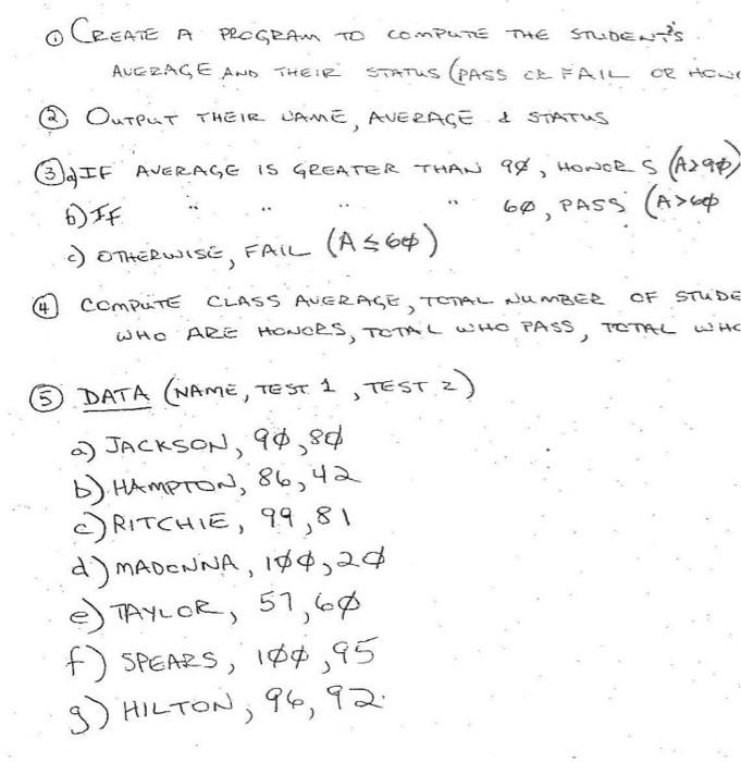 Solved A COMPUTE THE STUDENTS CREATE A PROGRAM TO AVERAGE | Chegg.com