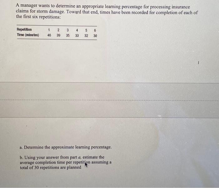 Solved A manager wants to determine an appropriate learning | Chegg.com