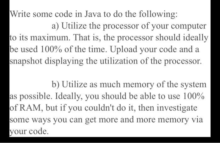 Solved Write some code in Java to do the following: a) | Chegg.com
