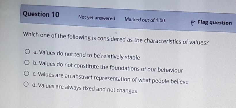 Solved Question 10 Not yet answered Marked out of 1.00 P | Chegg.com