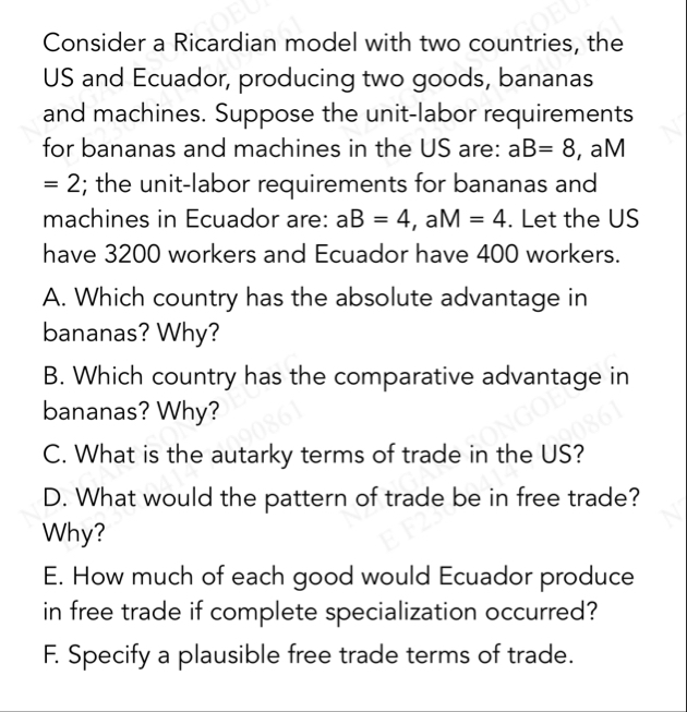 Solved Consider a Ricardian model with two countries, the US | Chegg.com
