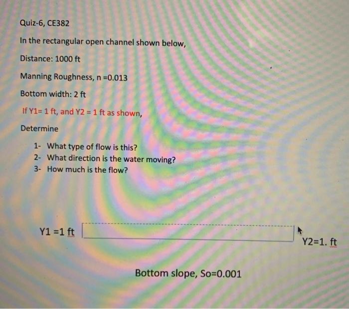Solved Quiz-6, CE382 In the rectangular open channel shown | Chegg.com