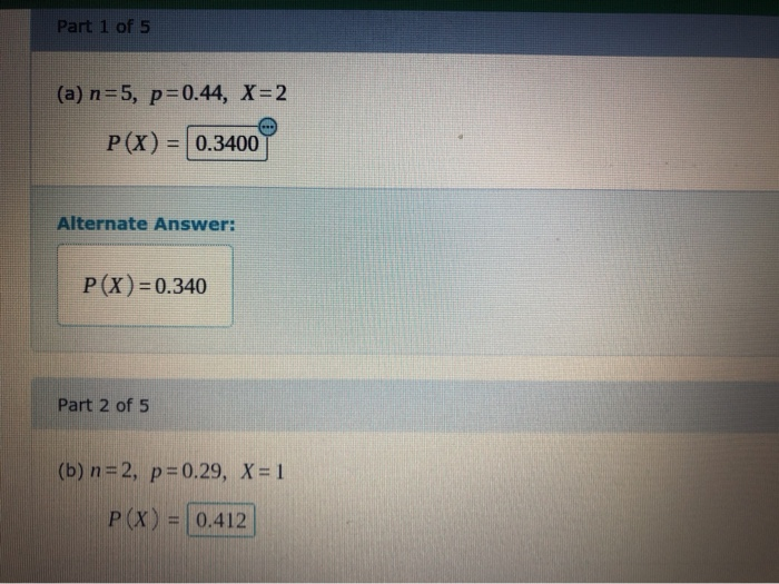 Solved Compute the probability of X successes using the | Chegg.com