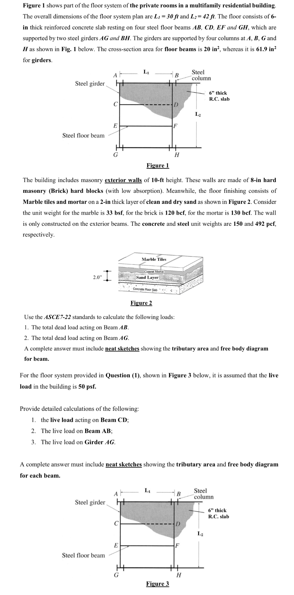 Solved Question 1Figure 1 ﻿shows part of the floor system of | Chegg.com