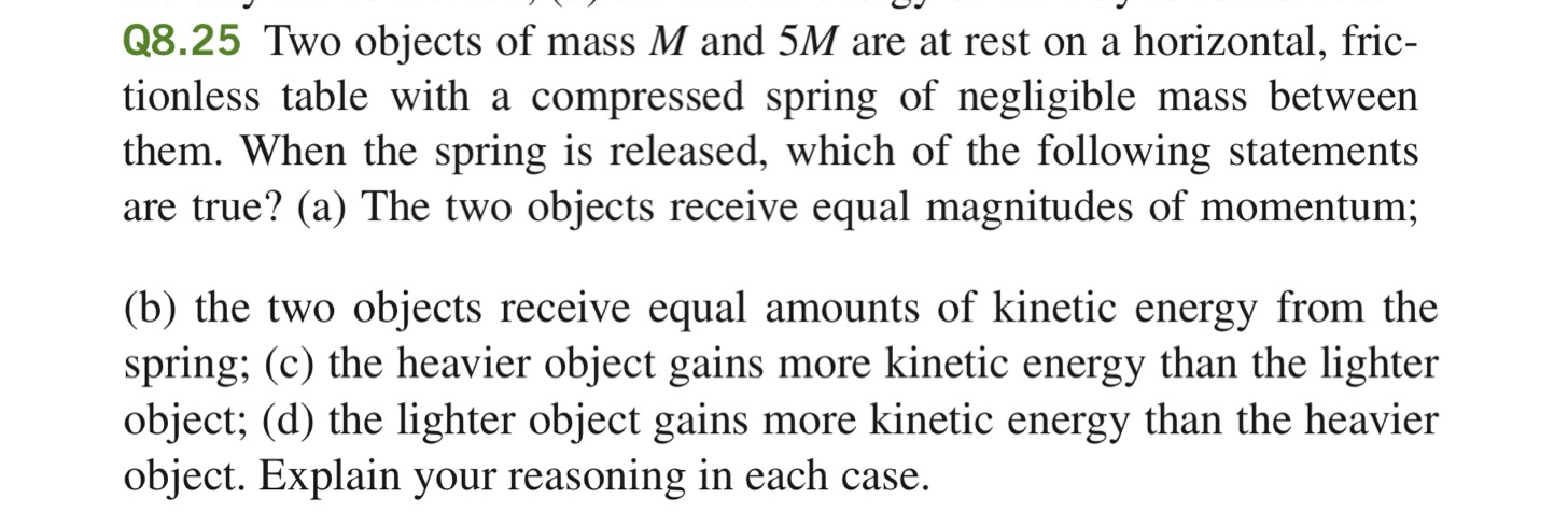 Solved Q8.25 ﻿Two objects of mass M ﻿and 5M ﻿are at rest on | Chegg.com