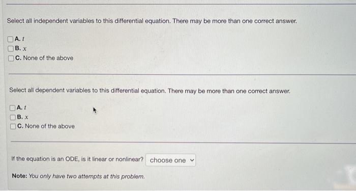 Solved (1 Point) Consider The Following Differential | Chegg.com