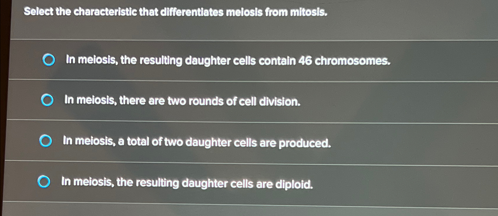 Solved Select The Characteristic That Differentiates Melosis | Chegg.com