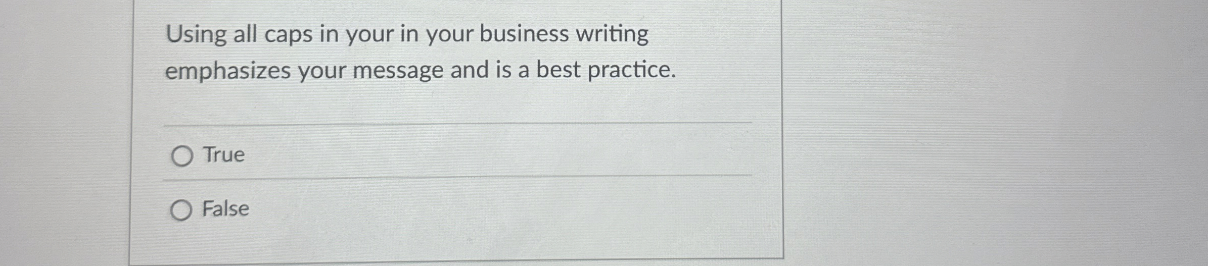 Solved Using all caps in your in your business | Chegg.com