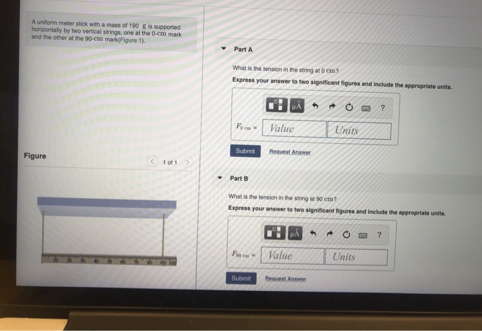 Solved A uniform meter stick with a mass of 190 g is | Chegg.com