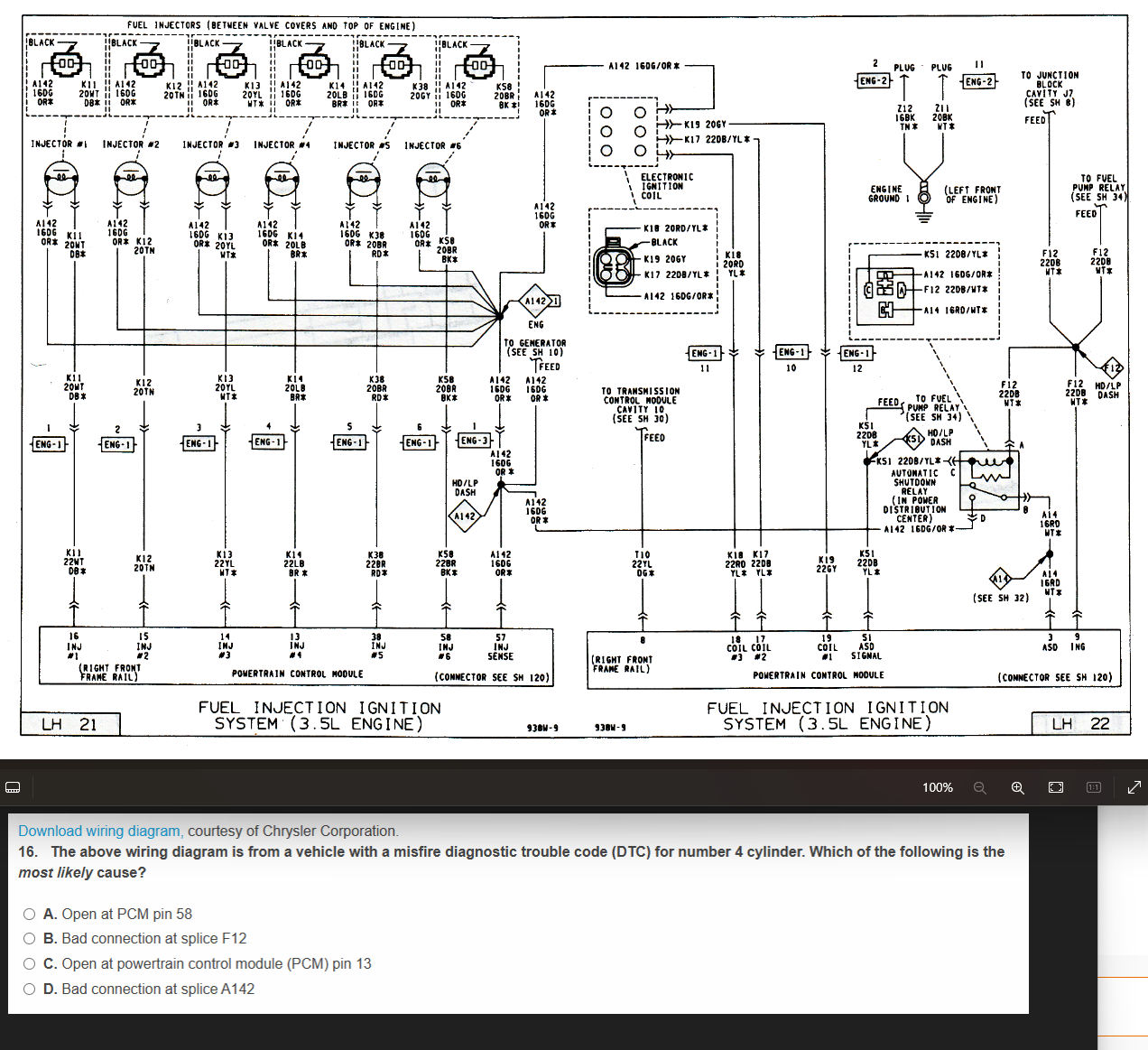 Solved Download wiring diagram, courtesy of Chrysler | Chegg.com
