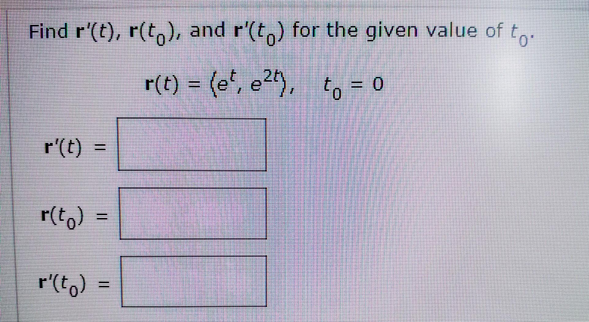 Solved Find r′(t),r(t0), and r′(t0) for the given value of | Chegg.com