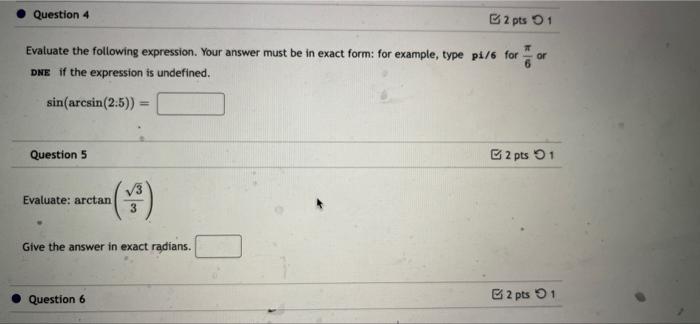 Solved Question 4 2 pts 01 or Evaluate the following | Chegg.com