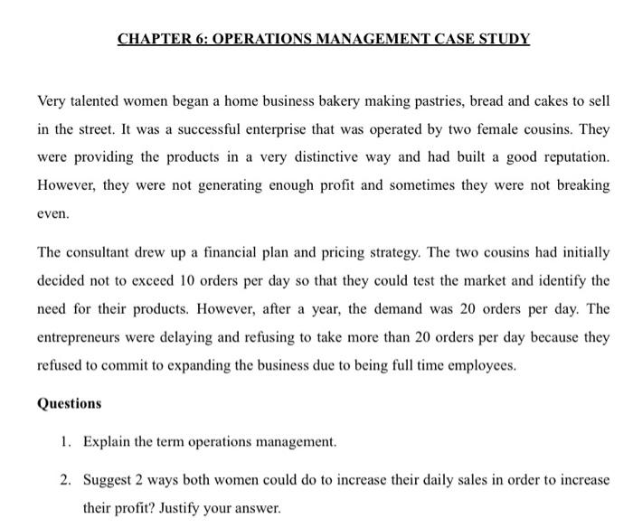 solved case study on operations management with answers