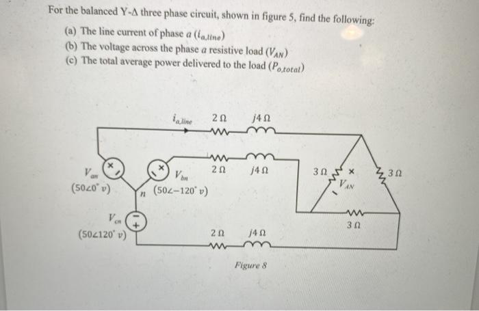Solved For the balanced Y-A three phase circuit, shown in | Chegg.com