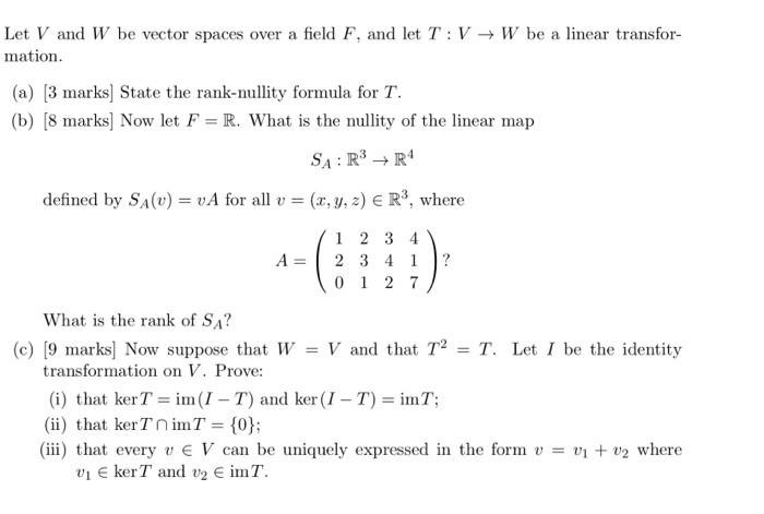 Solved Let V And W Be Vector Spaces Over A Field F And L Chegg Com