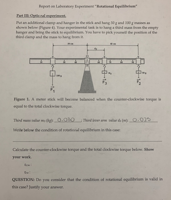 Solved Report On Laboratory Experiment "Rotational | Chegg.com