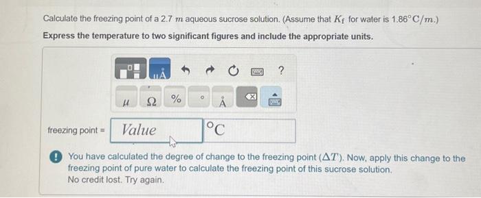 Solved Calculate the freezing point of a 2.7 m aqueous | Chegg.com