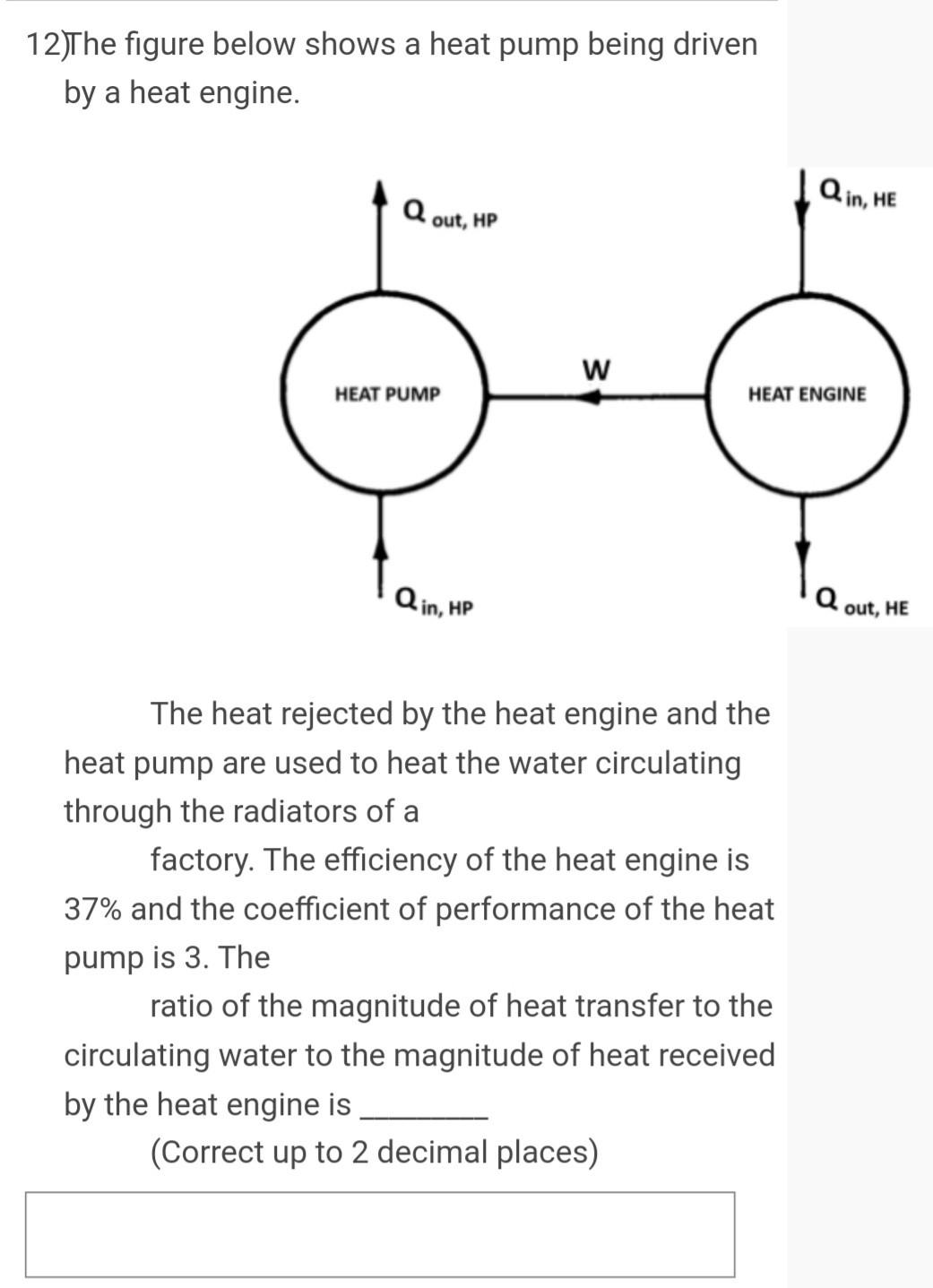 Solved 12)The figure below shows a heat pump being driven by | Chegg.com