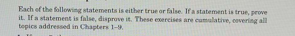 Solved Each of the following statements is either true or | Chegg.com