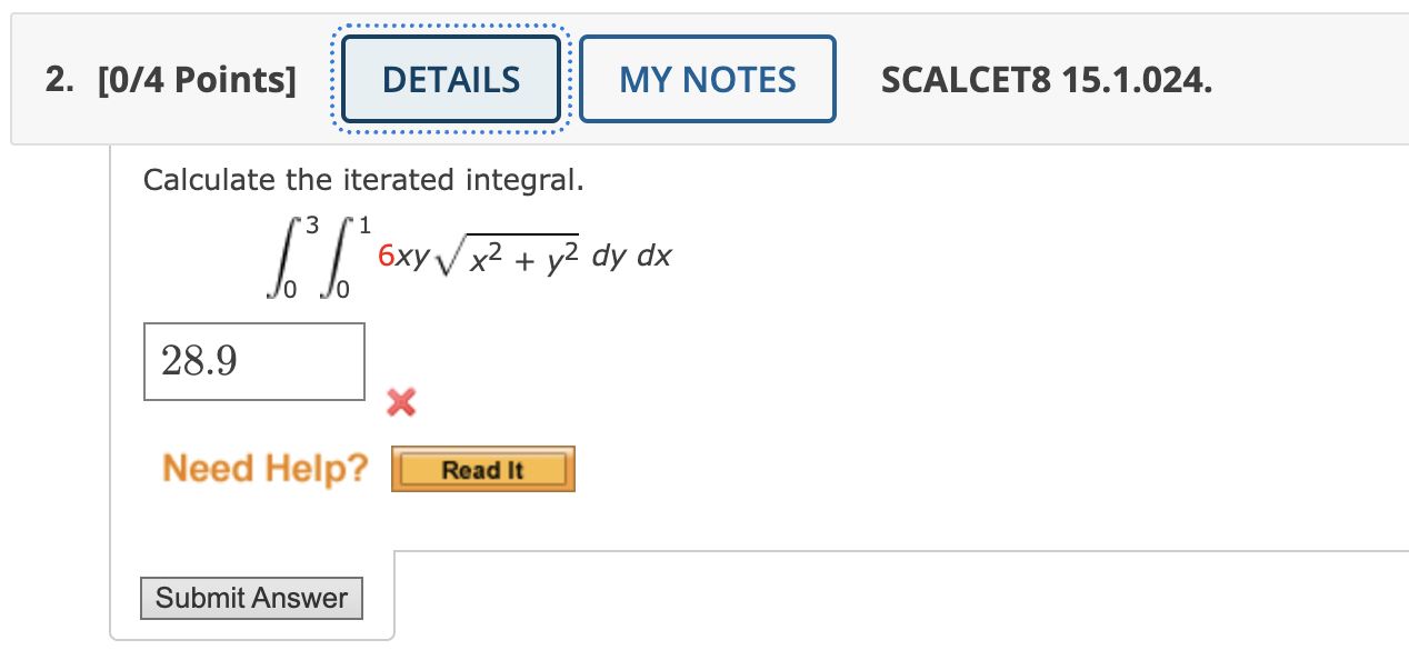 Solved Calculate the iterated | Chegg.com
