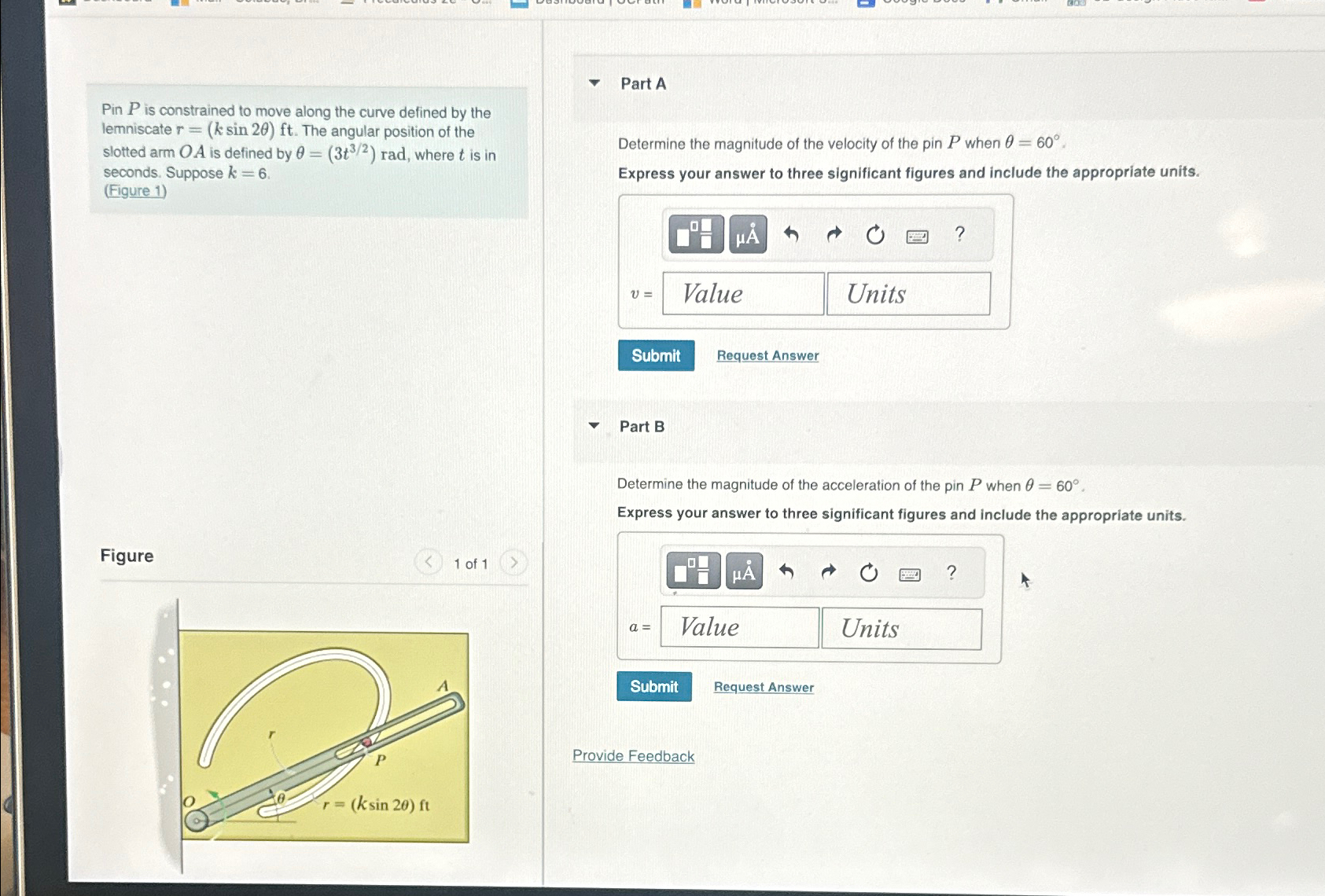 Solved Pin P ﻿is Constrained To Move Along The Curve Defined | Chegg.com