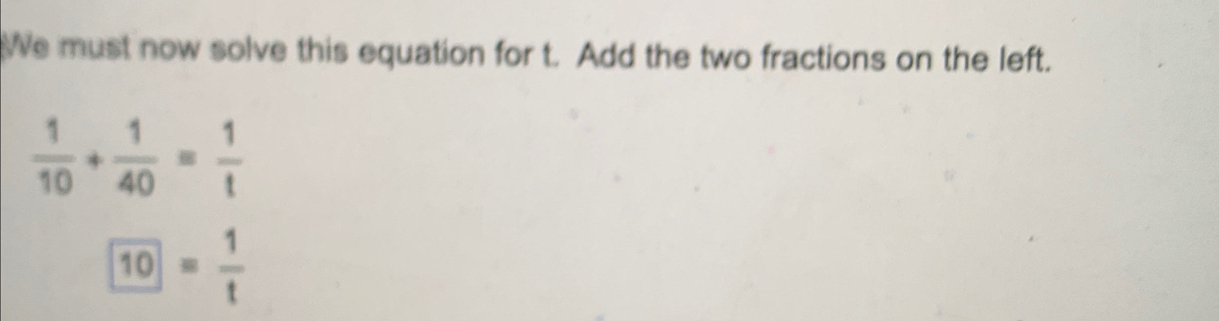Solved We must now solve this equation for t. ﻿Add the two | Chegg.com
