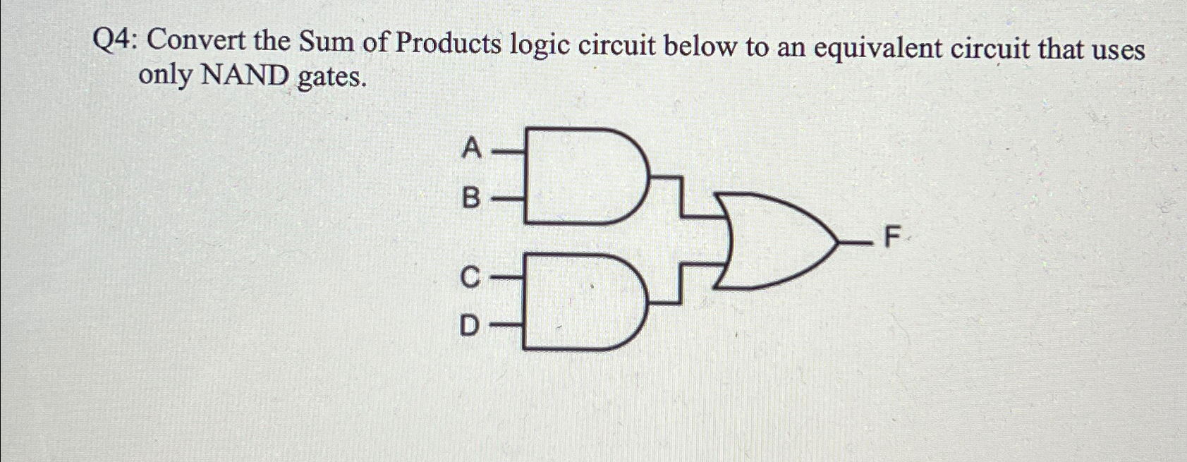 Q4 Convert the Sum of Products logic circuit below