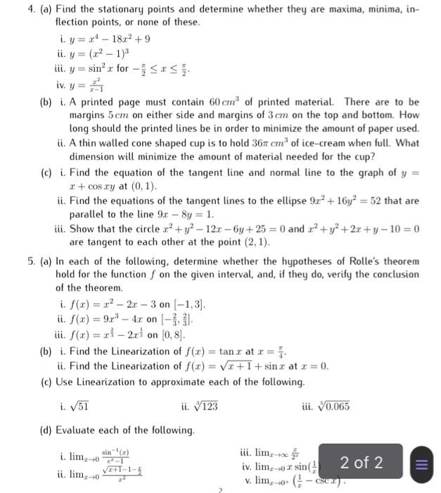 Solved 1. (a) Calculate the second derivative for each of | Chegg.com
