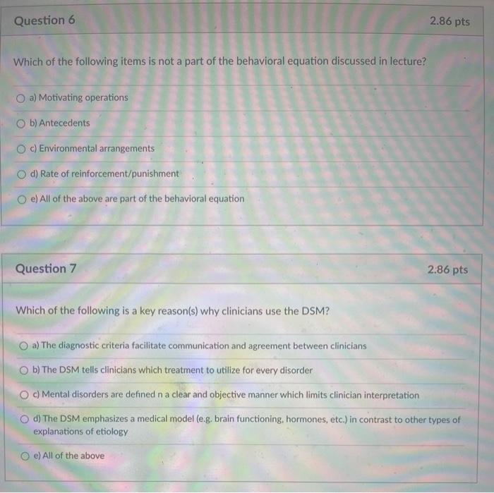 Solved Question 6 2.86 pts Which of the following items is | Chegg.com